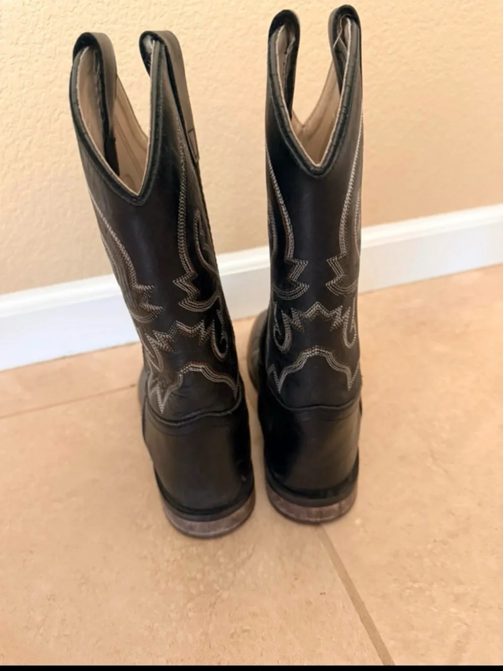 Men's Black Leather Western Boots